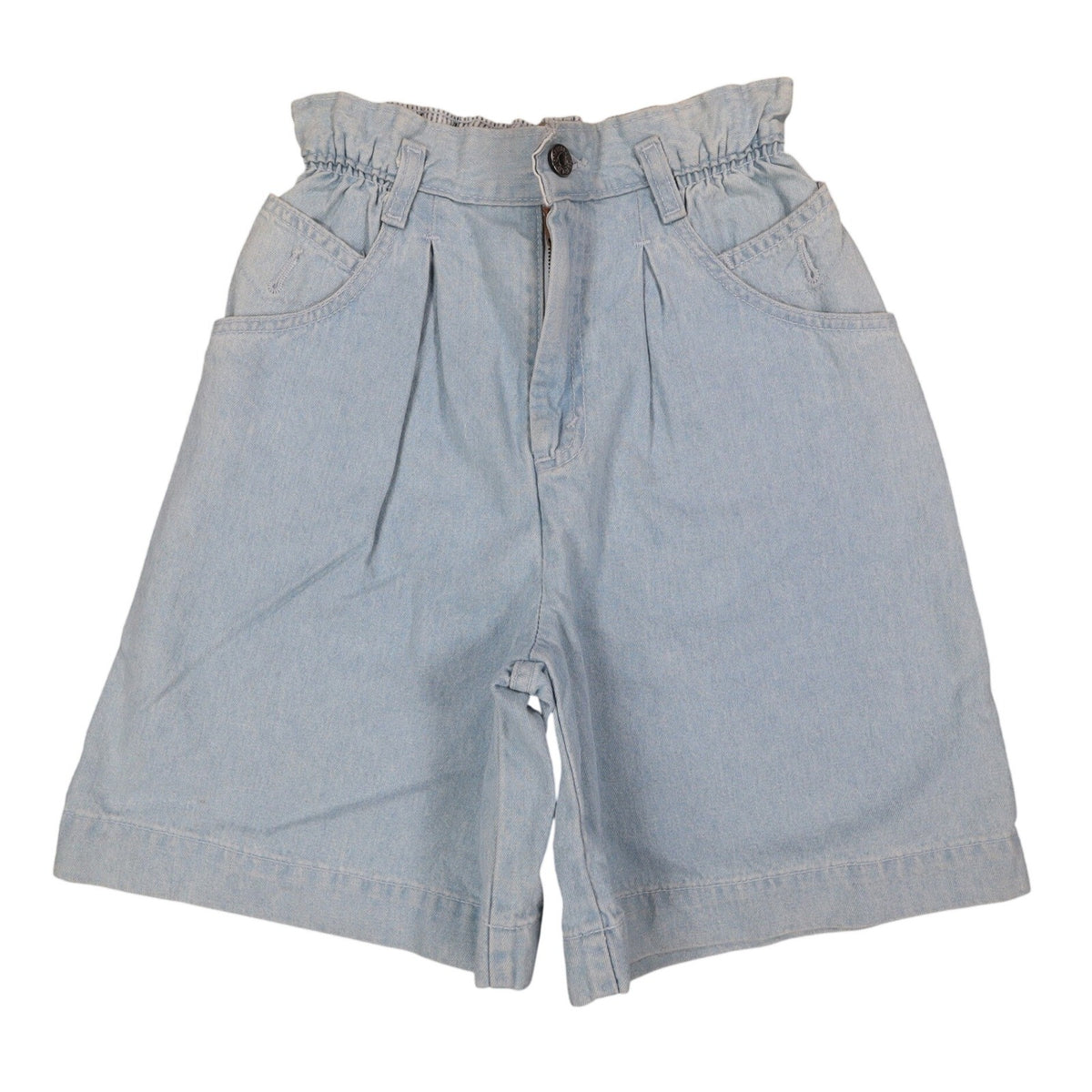 Levi's 917 Denim Shorts Girls 12 Vintage 90s Light Wash Cinch Waist Made in USA - take2supply