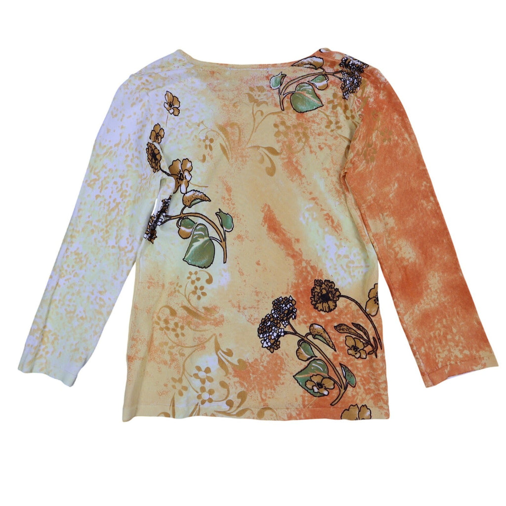 Pierri New York Top Womens Small Y2K Yellow Orange Beaded Floral Sequin A9067 - take2supply
