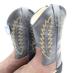 Old West 1606 Western Cowboy Boots Kids Size 1.5 Brown Black Leather NWT - take2supply