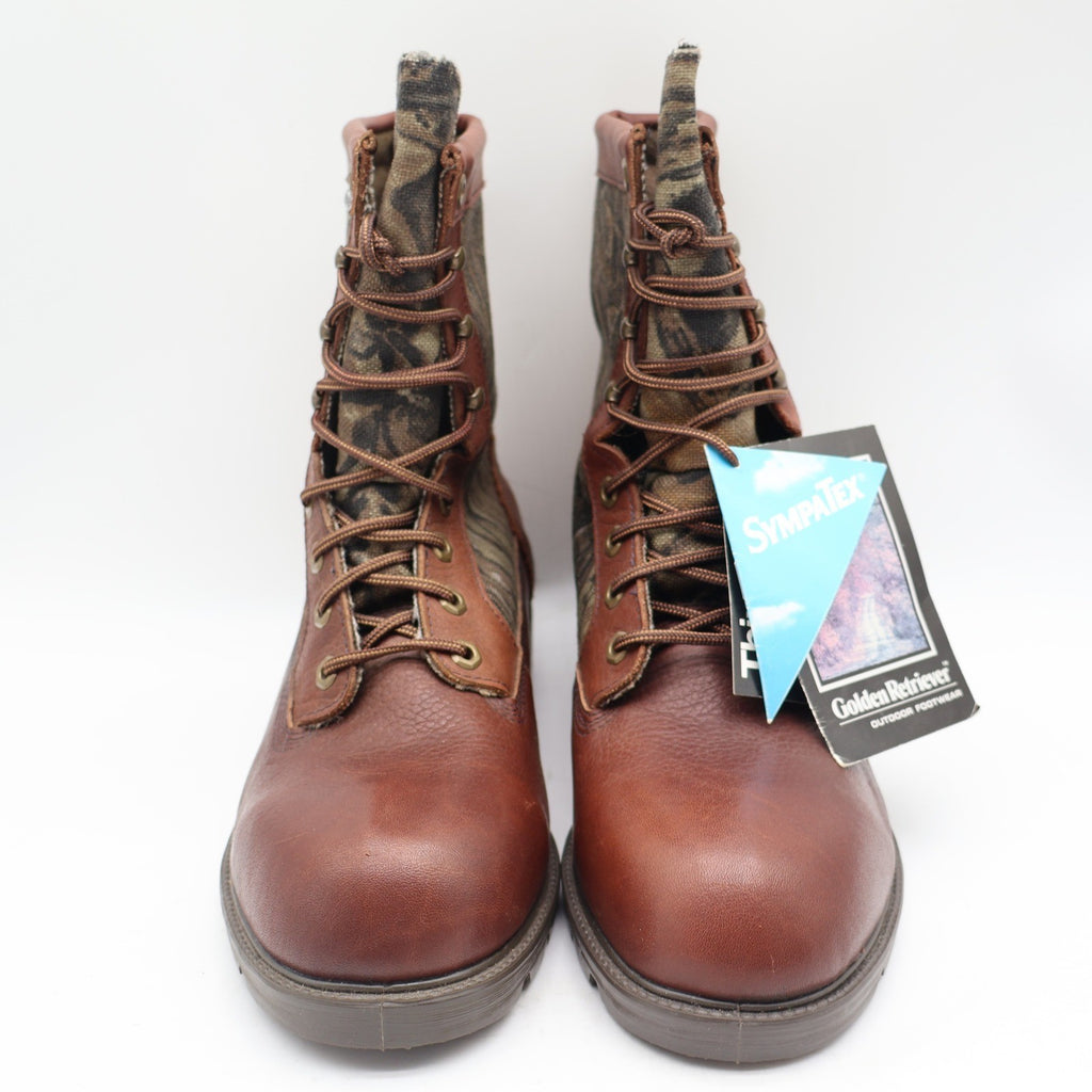 Golden Retriever Hunting Boots Mens 10.5 M Vintage USA Leather Camo Sympatex NEW - take2supply