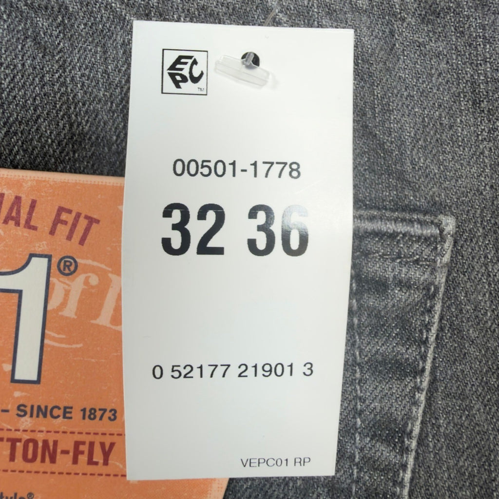 Levi's 501 Original Fit Jeans Mens 32x36 Gray Denim Straight Leg NWT C109 - take2supply