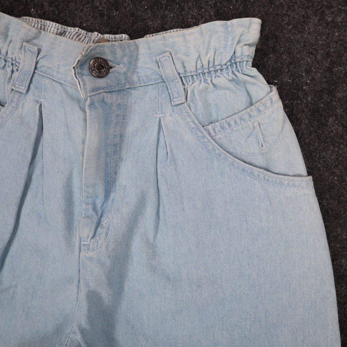 Levi's 917 Denim Shorts Girls 12 Vintage 90s Light Wash Cinch Waist Made in USA - take2supply