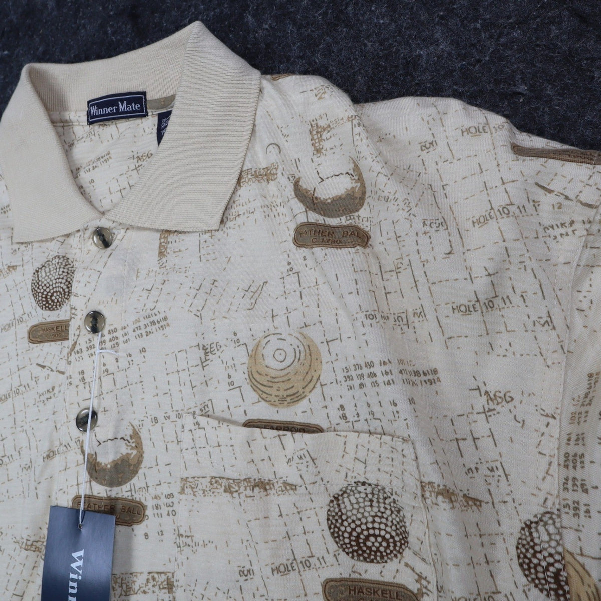 Winner Mate Golf Polo Shirt Mens Size Medium Vintage Sahara Cotton Rayon Print - take2supply