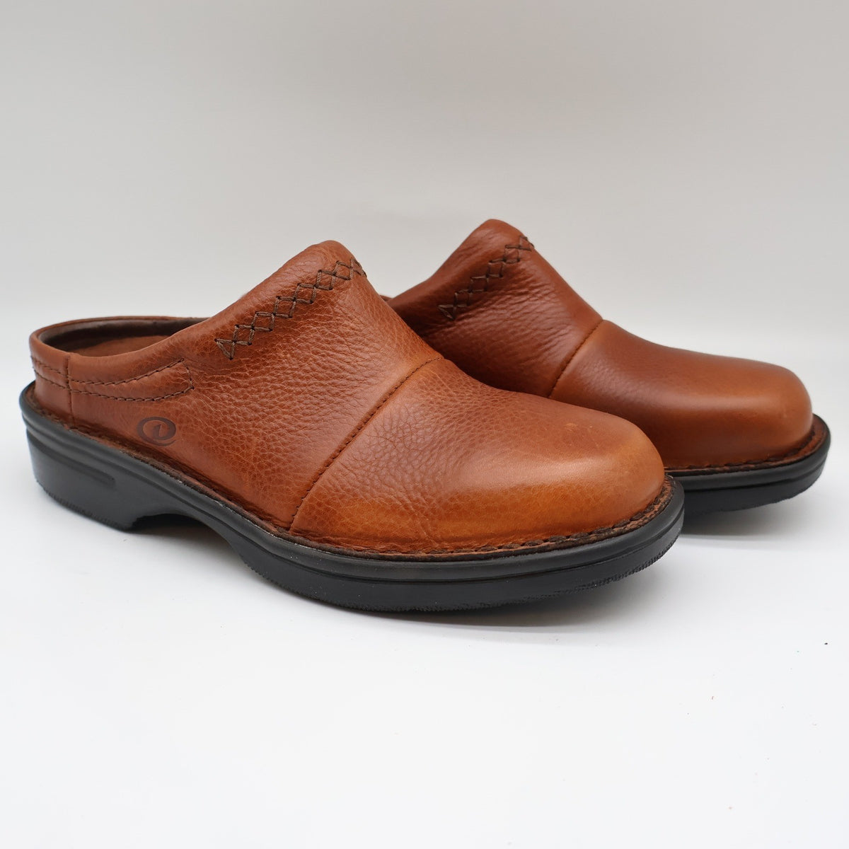 Dexter Escapes Mules Womens 6.5 Vintage Cognac Grained Leather Slip On Clogs - take2supply
