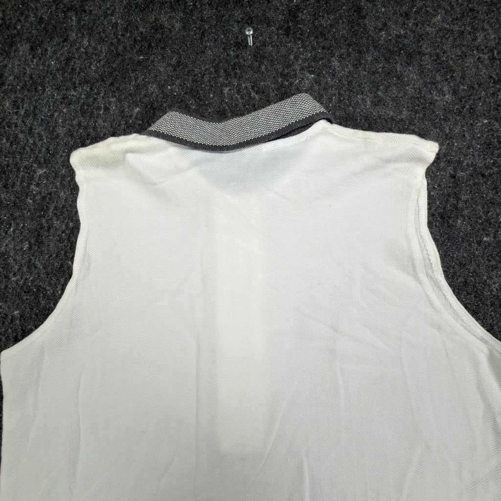 Dunbrooke Vintage Sleeveless Polo Top Womens M White Cotton Herringbone NWT - take2supply