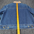 Studio Ease Denim Jacket Womens 8 Blue Cotton Faux Suede Collar WAAC77RI NWT - take2supply