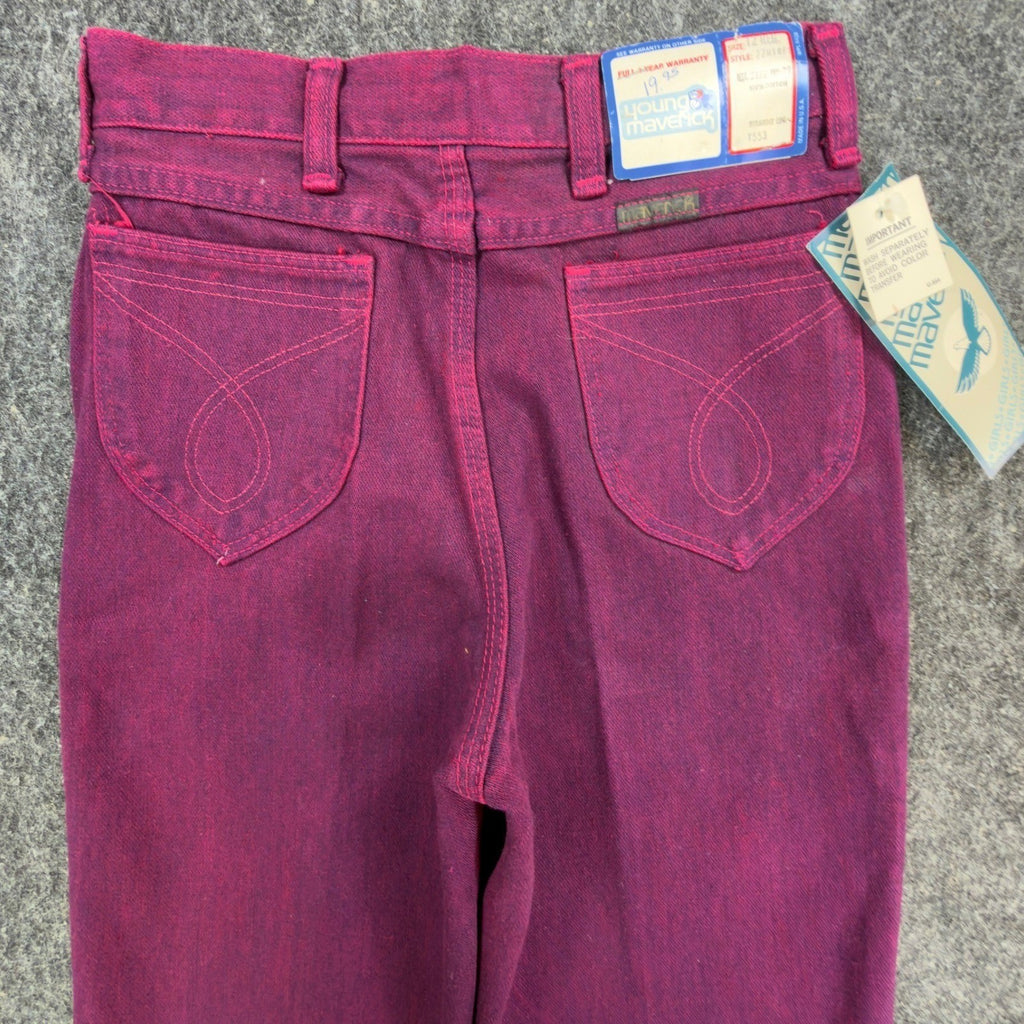 Maverick Vintage 80s Purple Jeans Girls 12 Reg USA Made NOS NWT 26.5x29 - take2supply