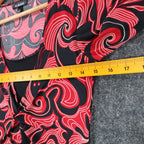 A. Byer Top Womens Small Y2K Red Black Floral Swirl Faux Wrap Twist Front NWT - take2supply
