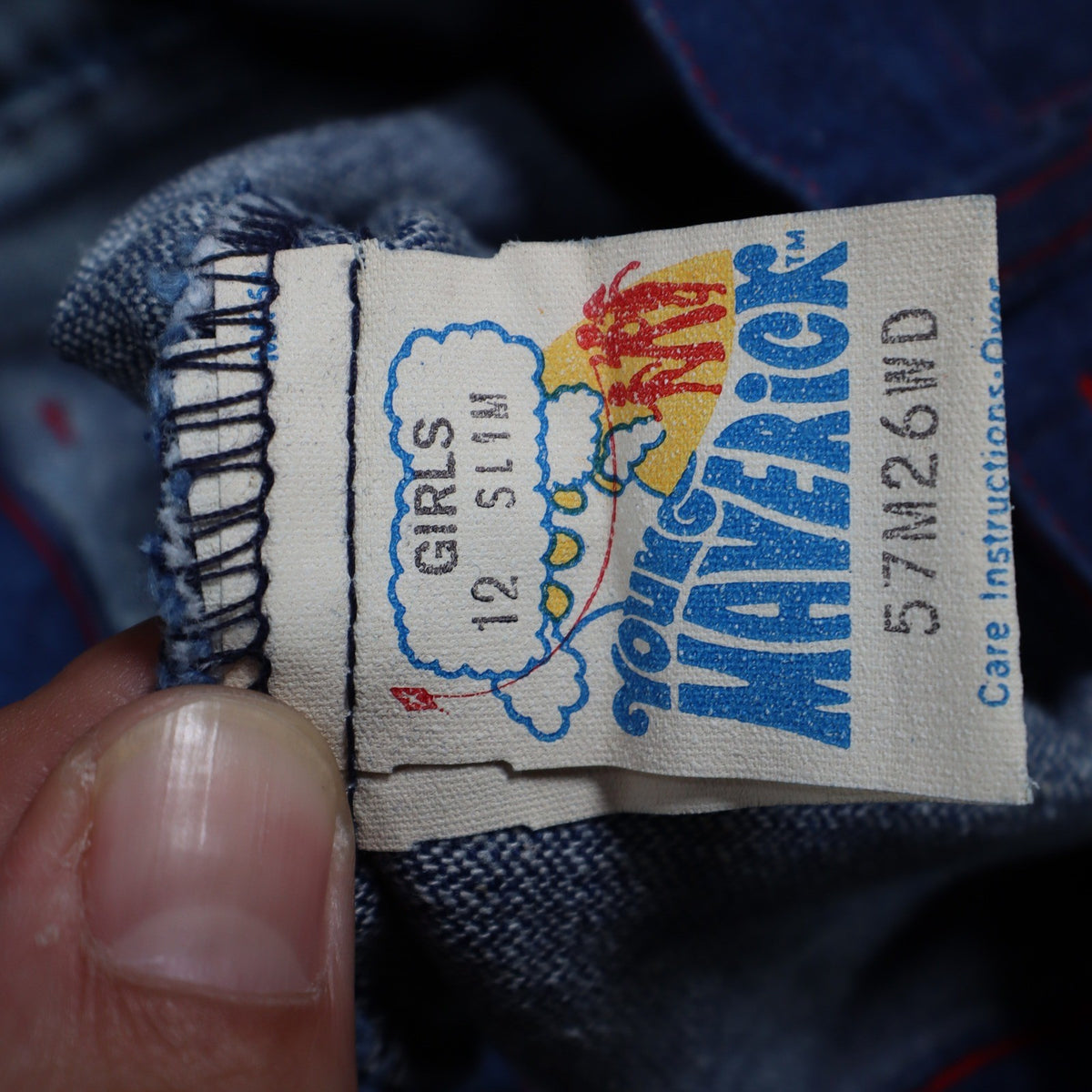 Young Maverick Automaticks Jeans Girls 12 Slim Blue Red Flare USA Deadstock NWT - take2supply