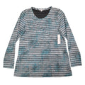 Erin London Top Womens Large Blue Grey Striped Long Sleeve Crew Neck - take2supply