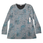 Erin London Top Womens Large Blue Grey Striped Long Sleeve Crew Neck - take2supply