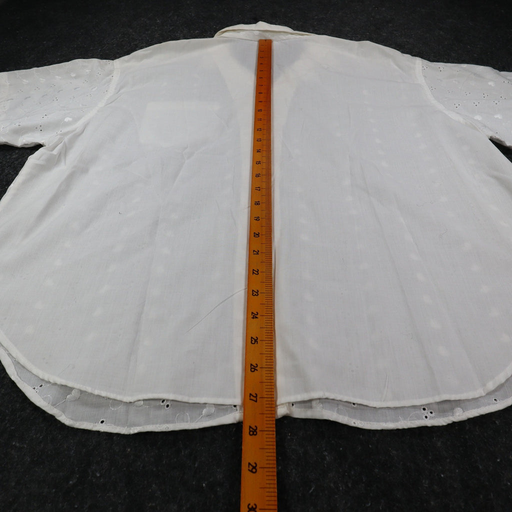 Laura Mae Shirt Womens 22W Vintage 80s White Eyelet Heart Embroidered USA NWT - take2supply