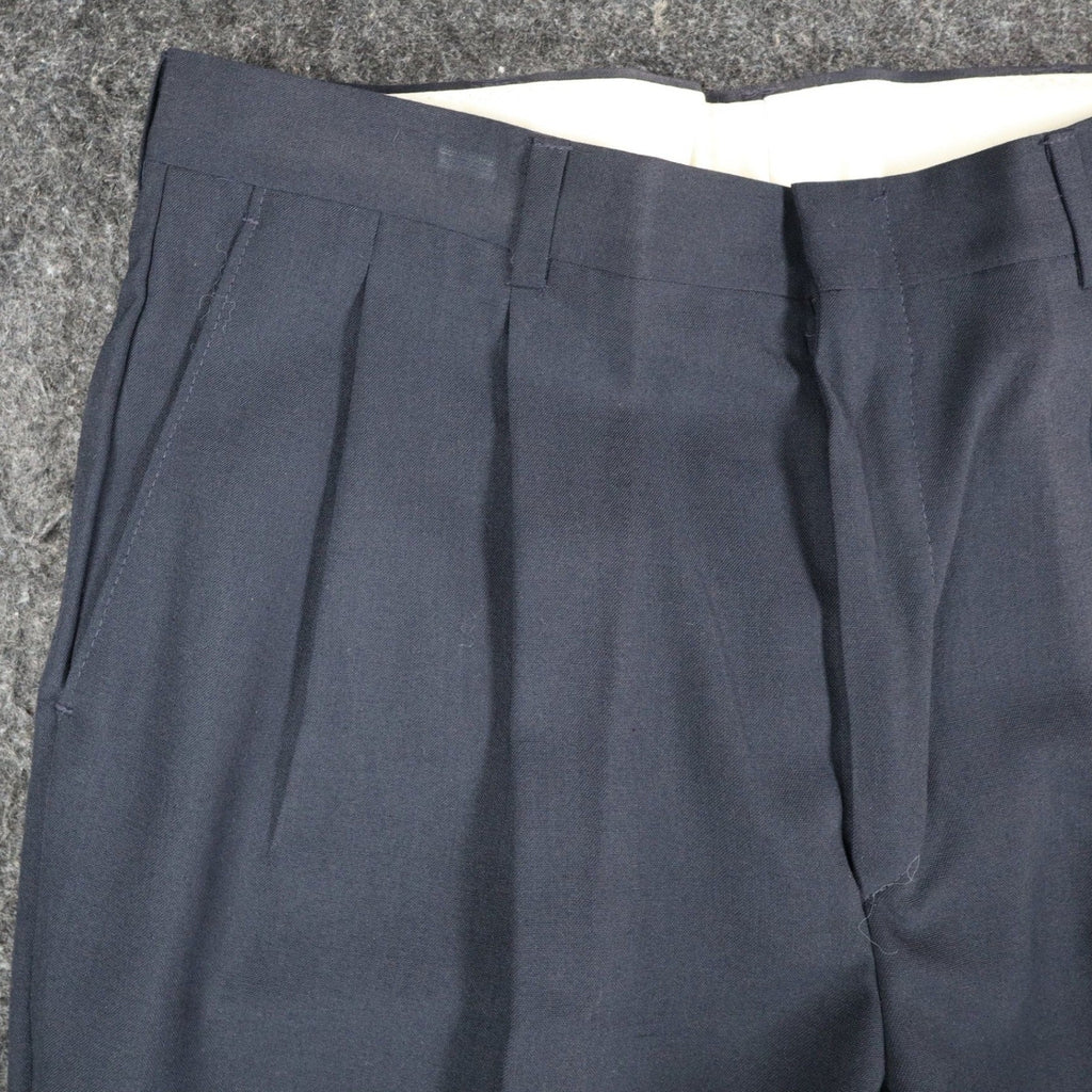 Haggar Stuff Pleated Dress Pants Mens 33x32 Vintage 90s Navy Wool Blend NWT - take2supply