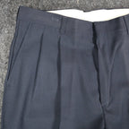 Haggar Stuff Pleated Dress Pants Mens 33x32 Vintage 90s Navy Wool Blend NWT - take2supply