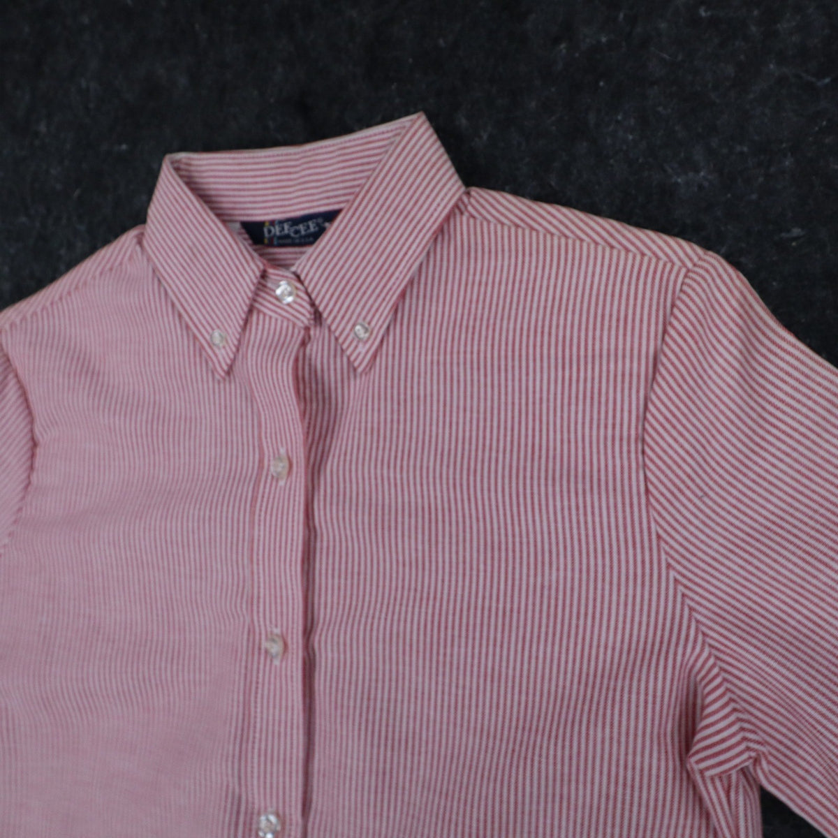 Dee Cee Striped Button Down Shirt Womens 7/8 Vintage Red White Short Sleeve USA - take2supply