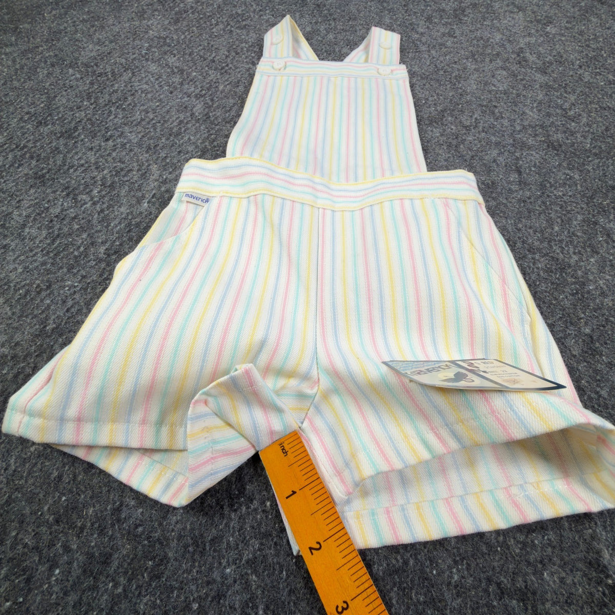 Maverick 1980s Vintage Striped Shortalls Girls 5 Pastel Multi NWT - take2supply