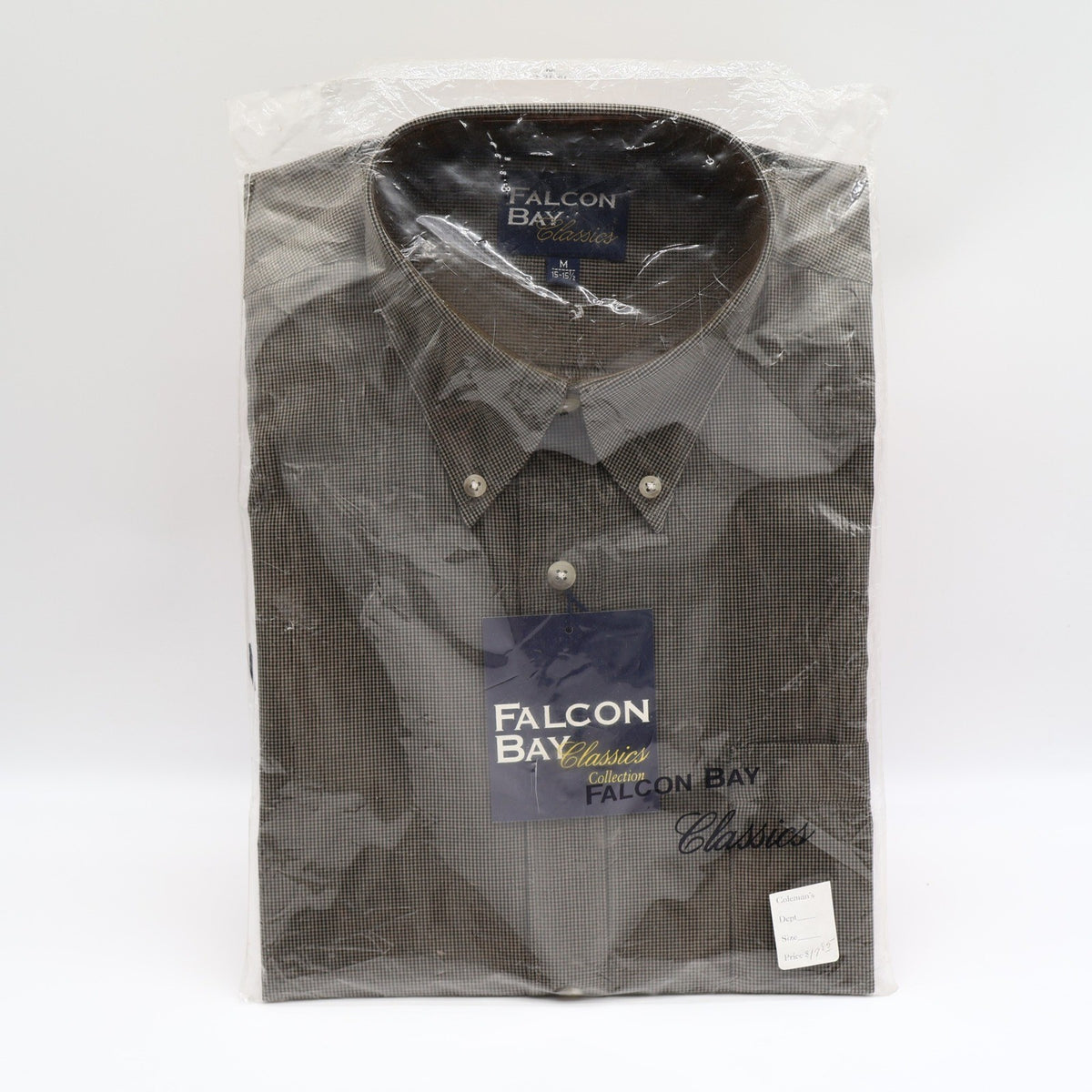 Falcon Bay Classics Shirt Mens M 15-15.5 Vintage Brown Micro-Check Button Down - take2supply