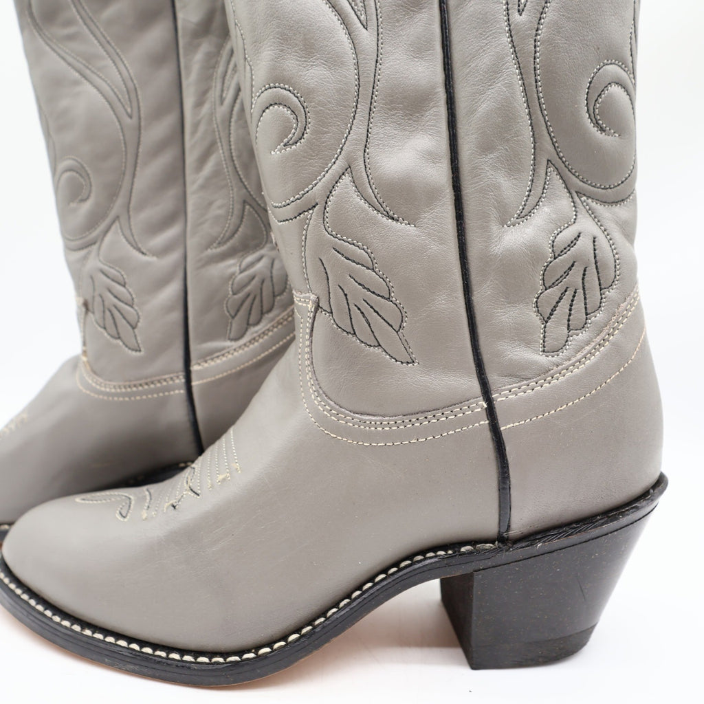 Acme Vintage 80s Cowboy Boots Womens 6 Grey Nappa Leather New Box 692 - take2supply