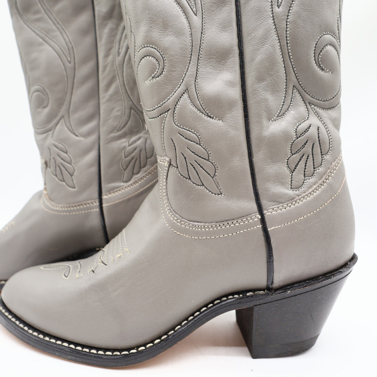 Acme Vintage 80s Cowboy Boots Womens 6 Grey Nappa Leather New Box 692 - take2supply