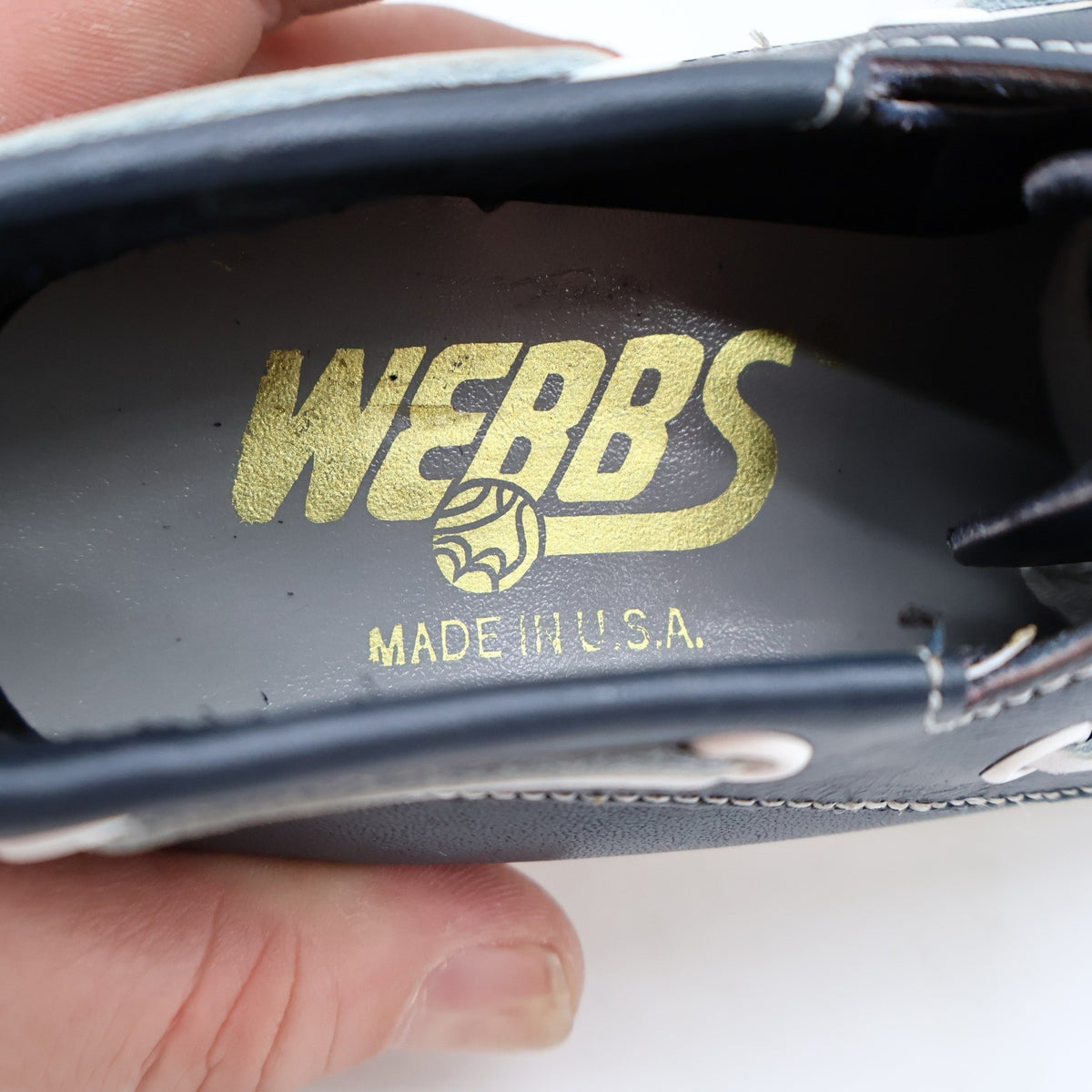 Webbs Boat Shoes Kids Size 2 C Vintage 80s Navy Leather Made in USA Deadstock - take2supply