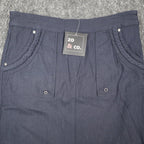 Zo & Co. Skirt Women 6 Navy Blue Braided Trim Utility Pocket Rayon Blend C1-905 - take2supply