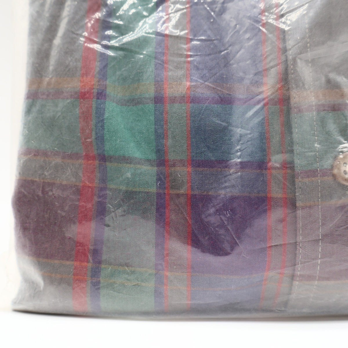 417 Van Heusen Shirt Mens XL Green Purple Red Plaid Cotton Blend New Packaged - take2supply