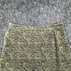 She + Sky Snake Print Mini Skirt Womens Large Olive Green Distressed New C714 - take2supply