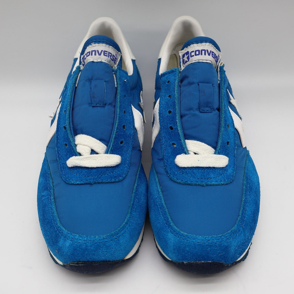 Converse Road Star Boys Size 4 Vintage 80s Blue Suede Nylon Sneakers 28694 NOS - take2supply