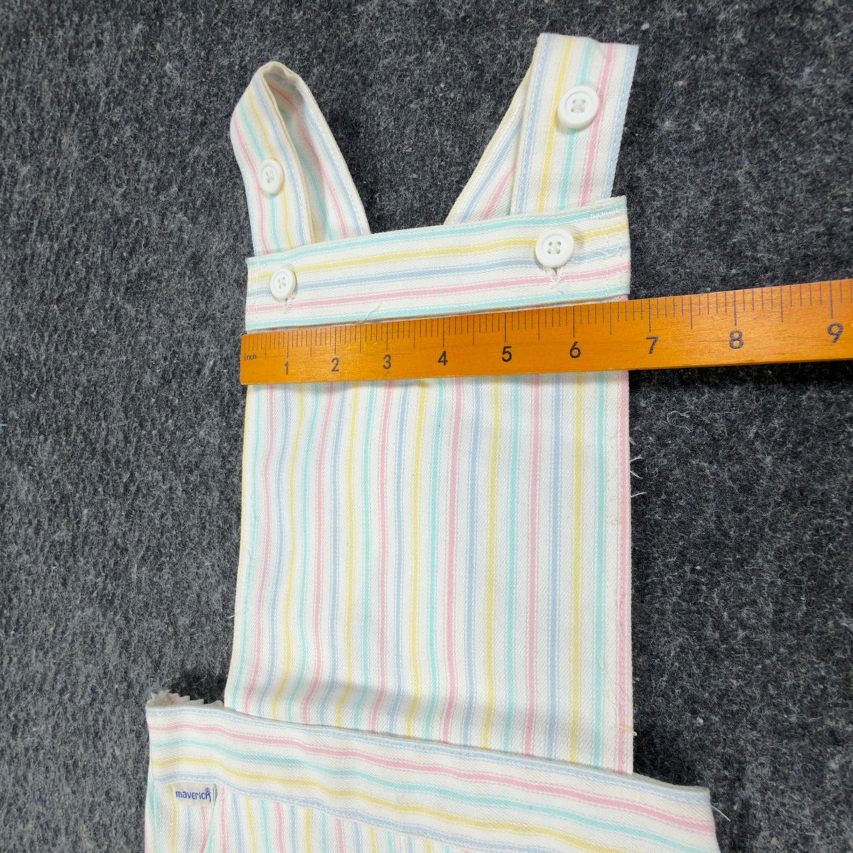 Maverick Vintage 80s Striped Shortalls Girls 4 Reg White Pastel NWT Deadstock - take2supply
