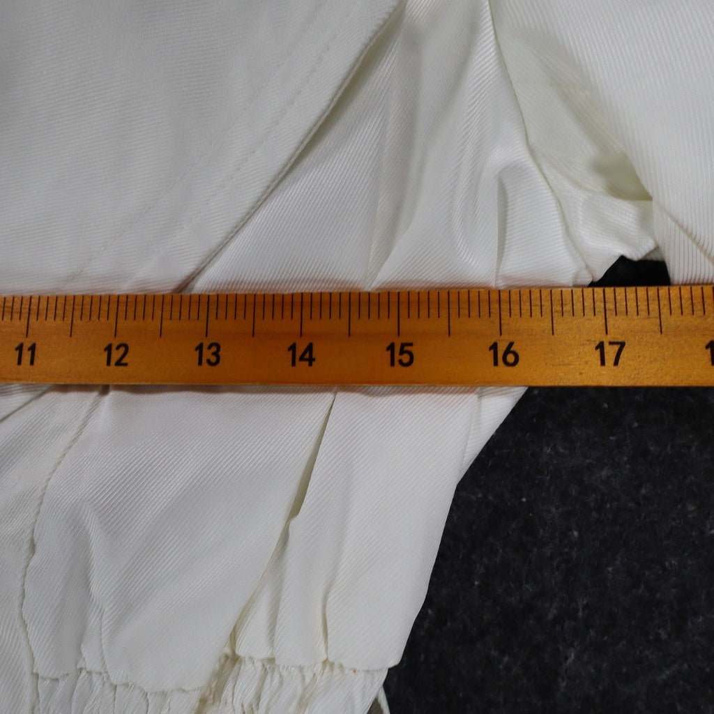 Takara Trench Coat Womens M White Belted Double Breasted Smocked NOS NWT - take2supply