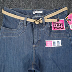 Lee Bermuda Shorts Women 6 M Classic Fit Carolina Blue Denim Stretch Belted NWT - take2supply