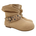 L'Amour Slouch Boots Kids Size 11 Tan Leather Studded Buckle Strap A612 NEW - take2supply