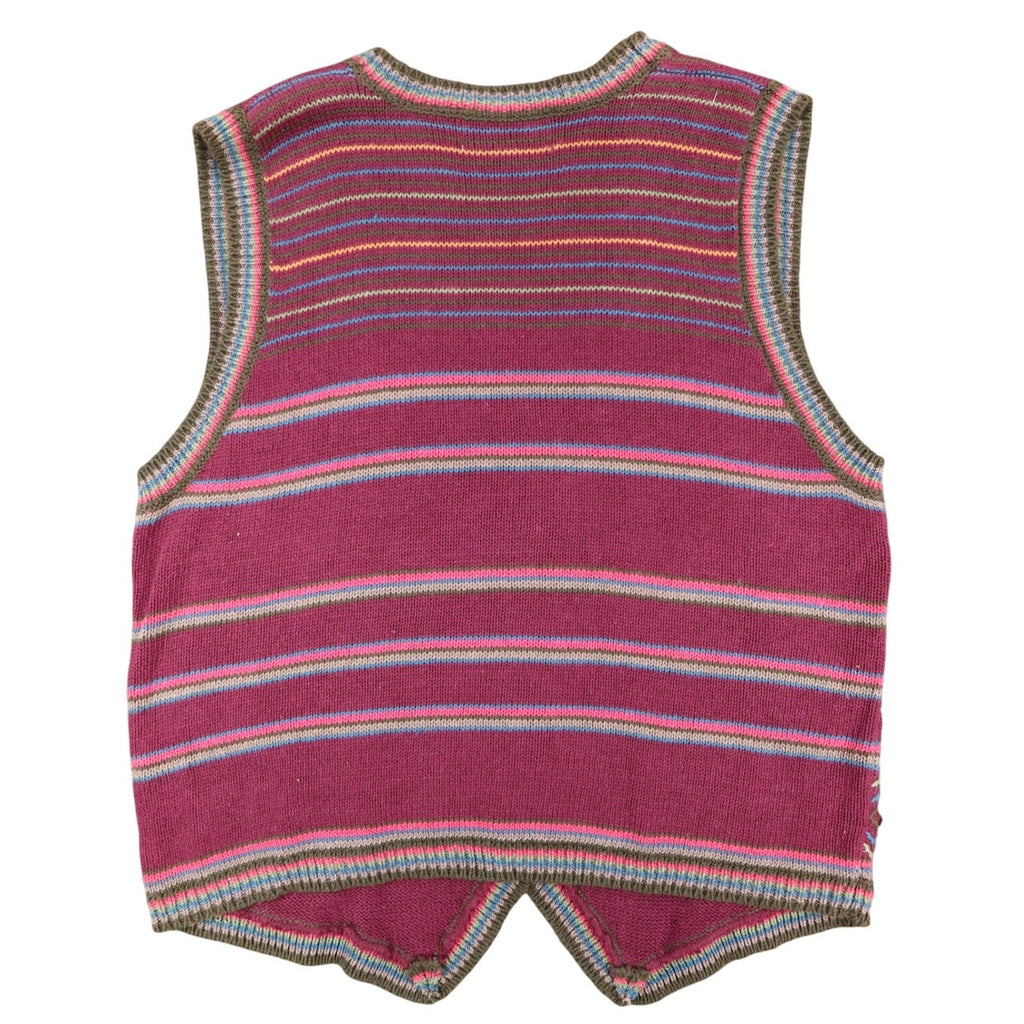 Donnkenny Sweater Vest Womens Medium Vintage 90s Burgundy Beaded Ramie Cotton - take2supply