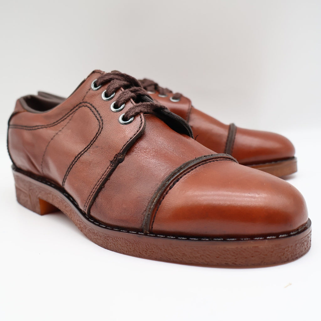 Walker Vintage Oxford Shoes Mens 6 D Brown Leather Deadstock Made in USA 2846 - take2supply