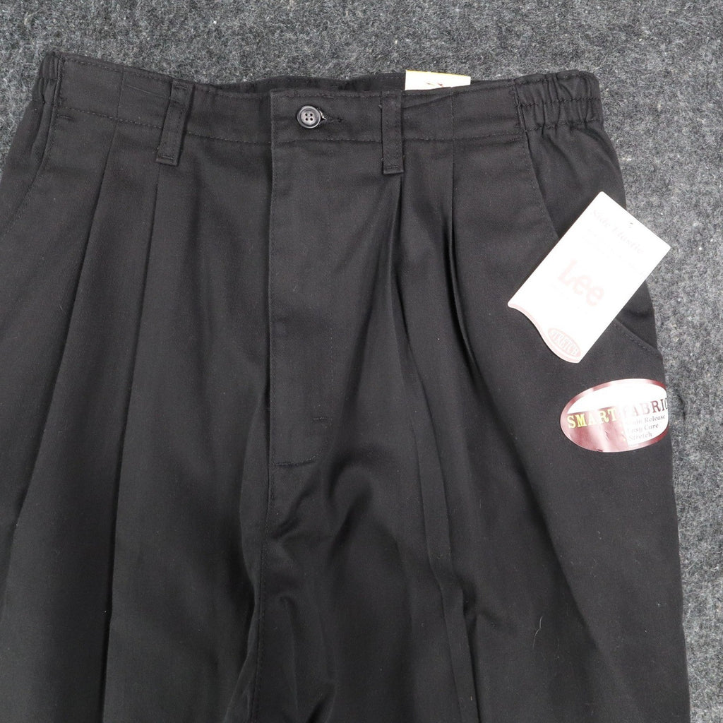 Lee Tapered Leg Pants Womens 16 L Black Smart Fabric Side Elastic Pleated C863 - take2supply