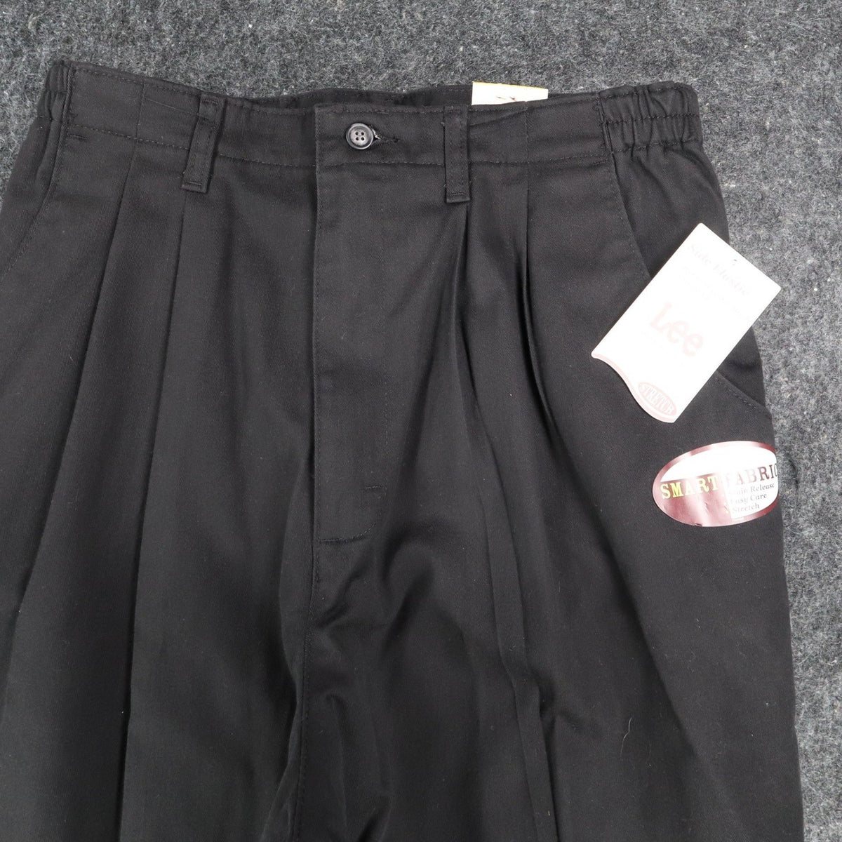 Lee Tapered Leg Pants Womens 16 L Black Smart Fabric Side Elastic Pleated C863 - take2supply