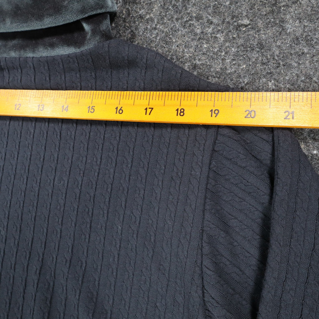 Jessica Roberts Turtleneck Top Womens Large Vintage 90s Gray Velvet Trim Cable - take2supply