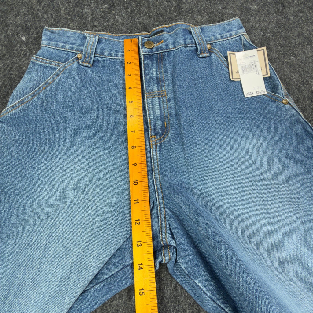 John Deere Y2K Carpenter Denim Shorts Boys 16 Stone Wash Blue NWT Vintage Style - take2supply
