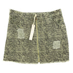 She + Sky Snake Print Denim Mini Skirt Women Large Green Distressed NWT - take2supply