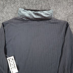 Jessica Roberts Turtleneck Top Womens Small Vintage Black Velvet Trim Cable Knit - take2supply