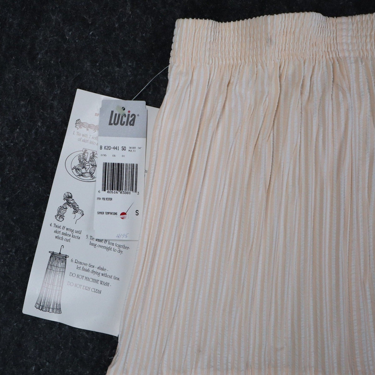 Lucia Broomstick Skirt Small Vintage 90s Peach Cream Tiered Crinkle Maxi USA NWT - take2supply