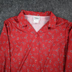 Nikki Blouse Womens 14 Vintage 90s Rust Red Paisley Polyester Button Up Shirt - take2supply