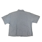 New Expressions Shirt Womens Medium Vintage Blue Cotton Ruffle Short Sleeve USA - take2supply