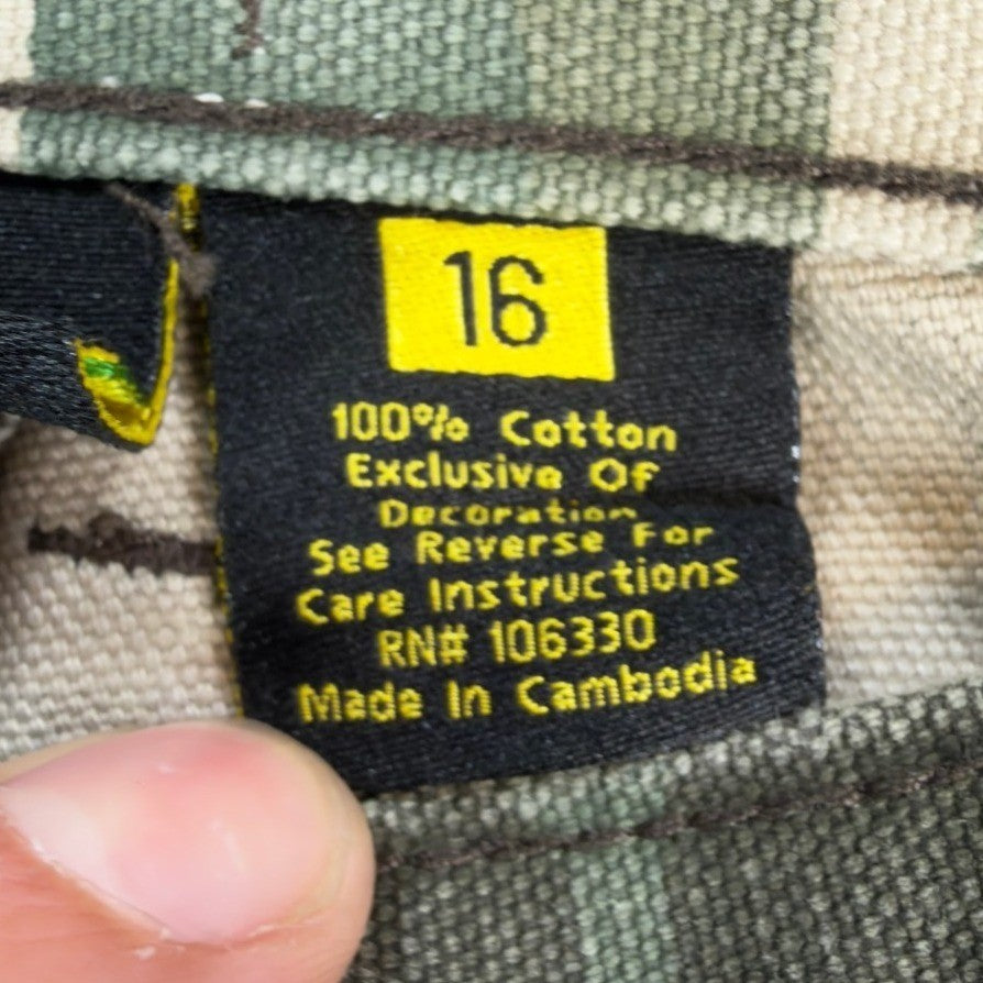 John Deere Carpenter Pants Boys 16 Y2K Camo Cotton Canvas Workwear Deadstock NWT - take2supply