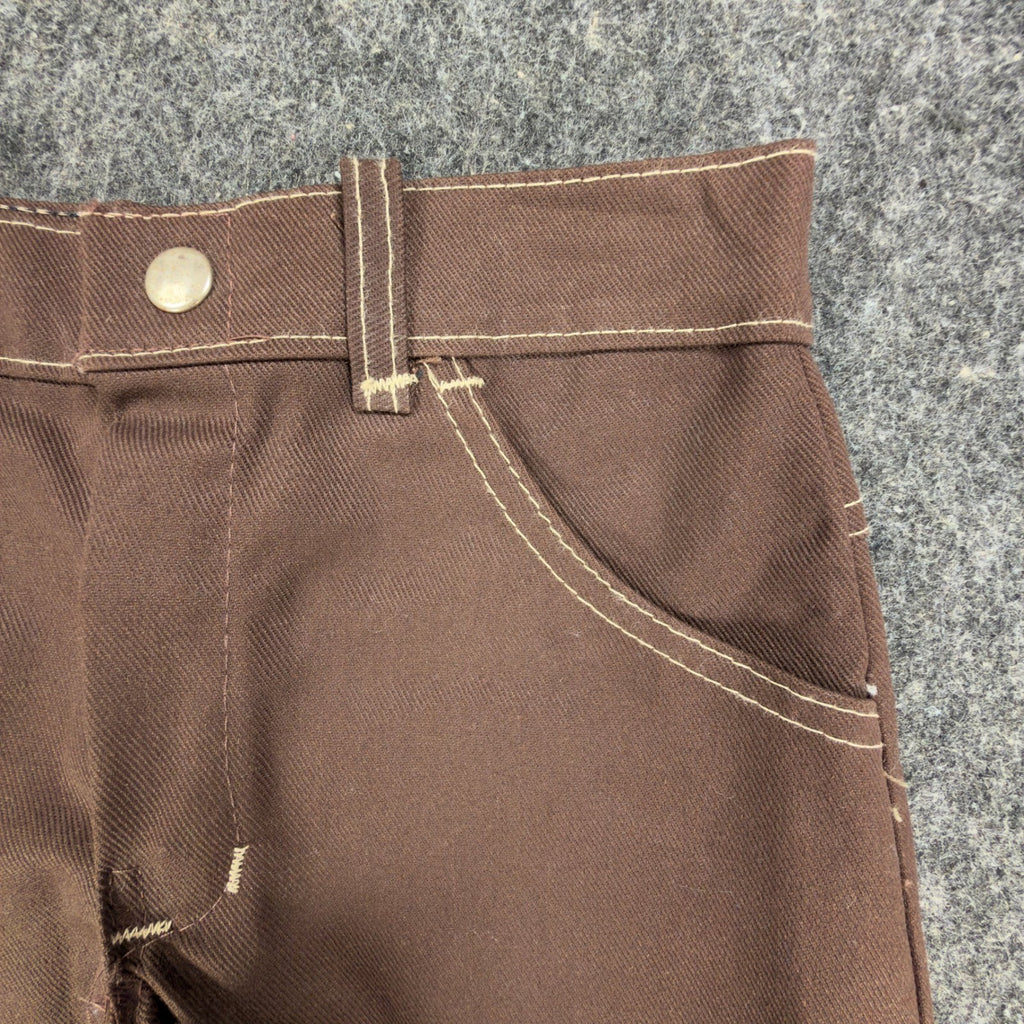 Linchers Vintage 70s Twill Shorts Mens W26 Brown Cotton Blend NWT Deadstock - take2supply