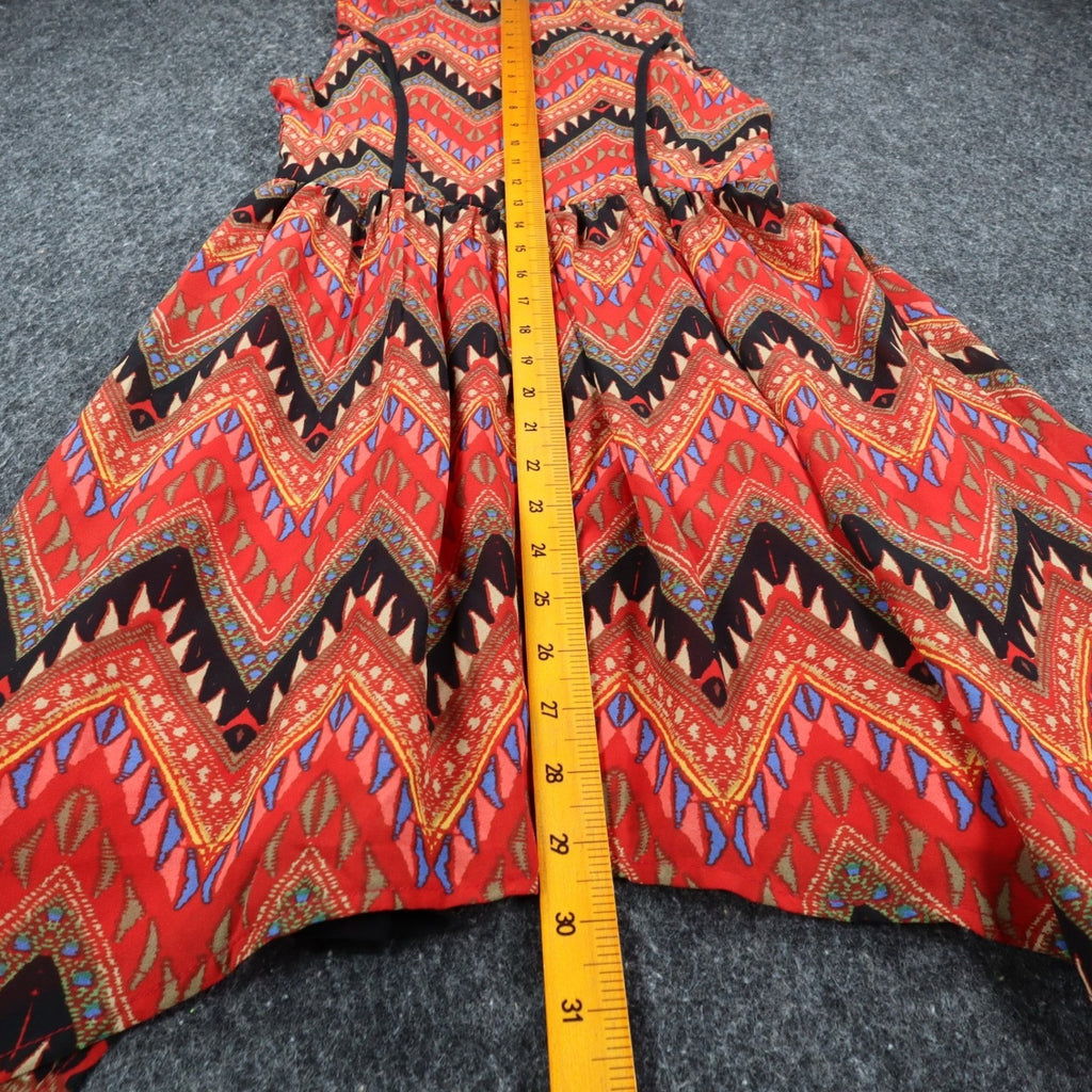 Esley Collection Dress Womens Small Red Geometric Chevron Handkerchief Hem NWT - take2supply
