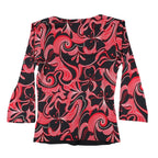 A. Byer Top Womens Small Y2K Red Black Floral Swirl Faux Wrap Twist Front NWT - take2supply