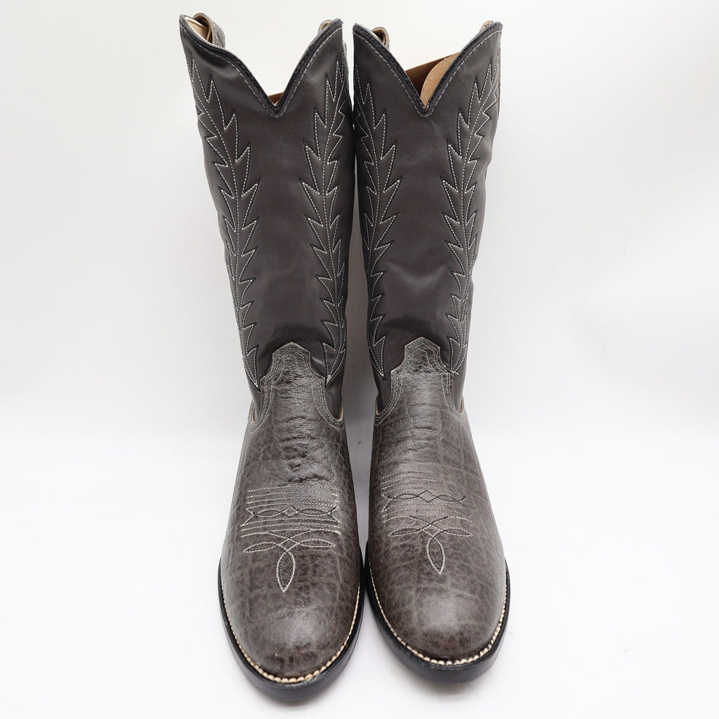 Acme 80s Western Boots Youth 3.5 D Grey Elephant Print Leather NIB 2395 Vintage - take2supply