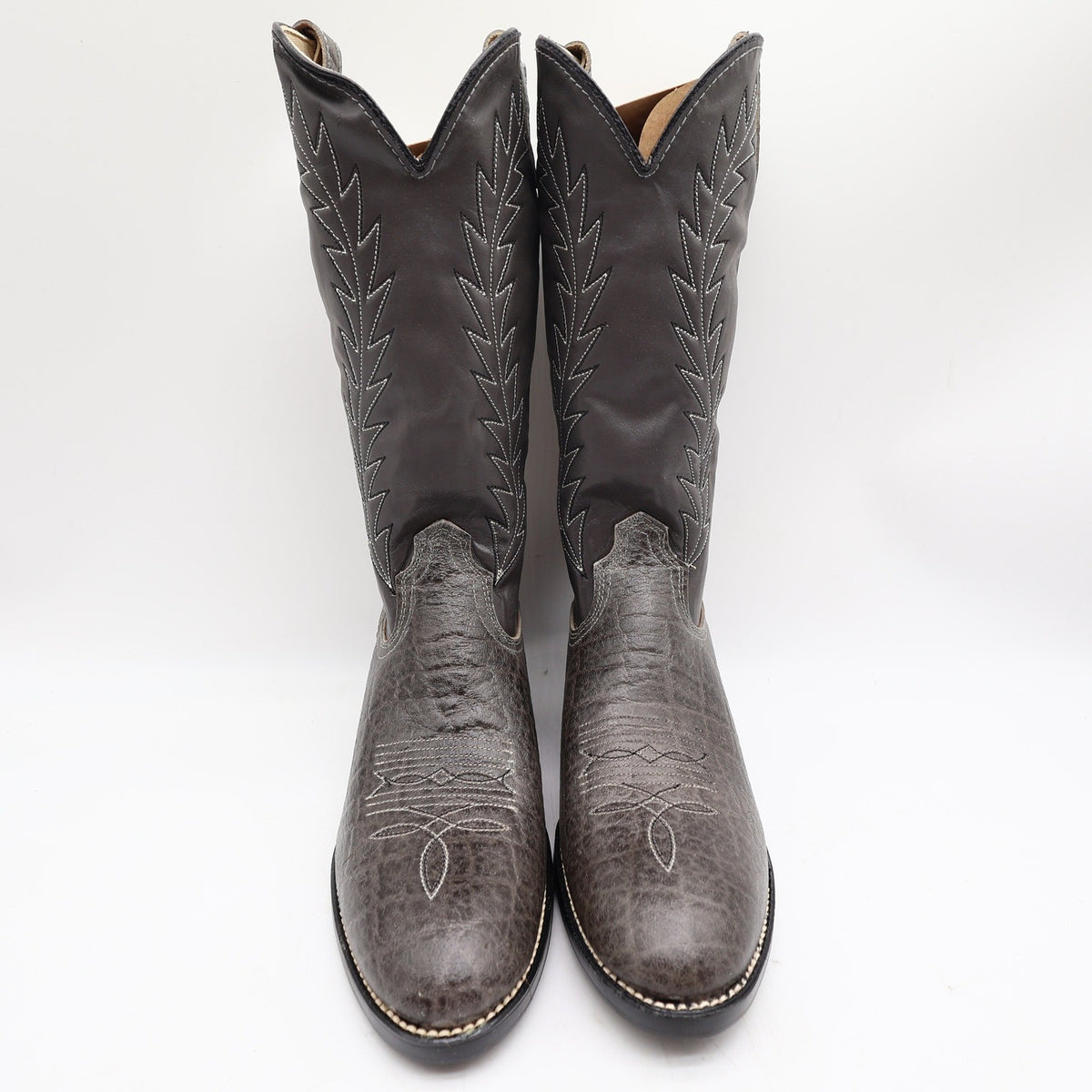 Acme 80s Western Boots Youth 3.5 D Grey Elephant Print Leather NIB 2395 Vintage - take2supply
