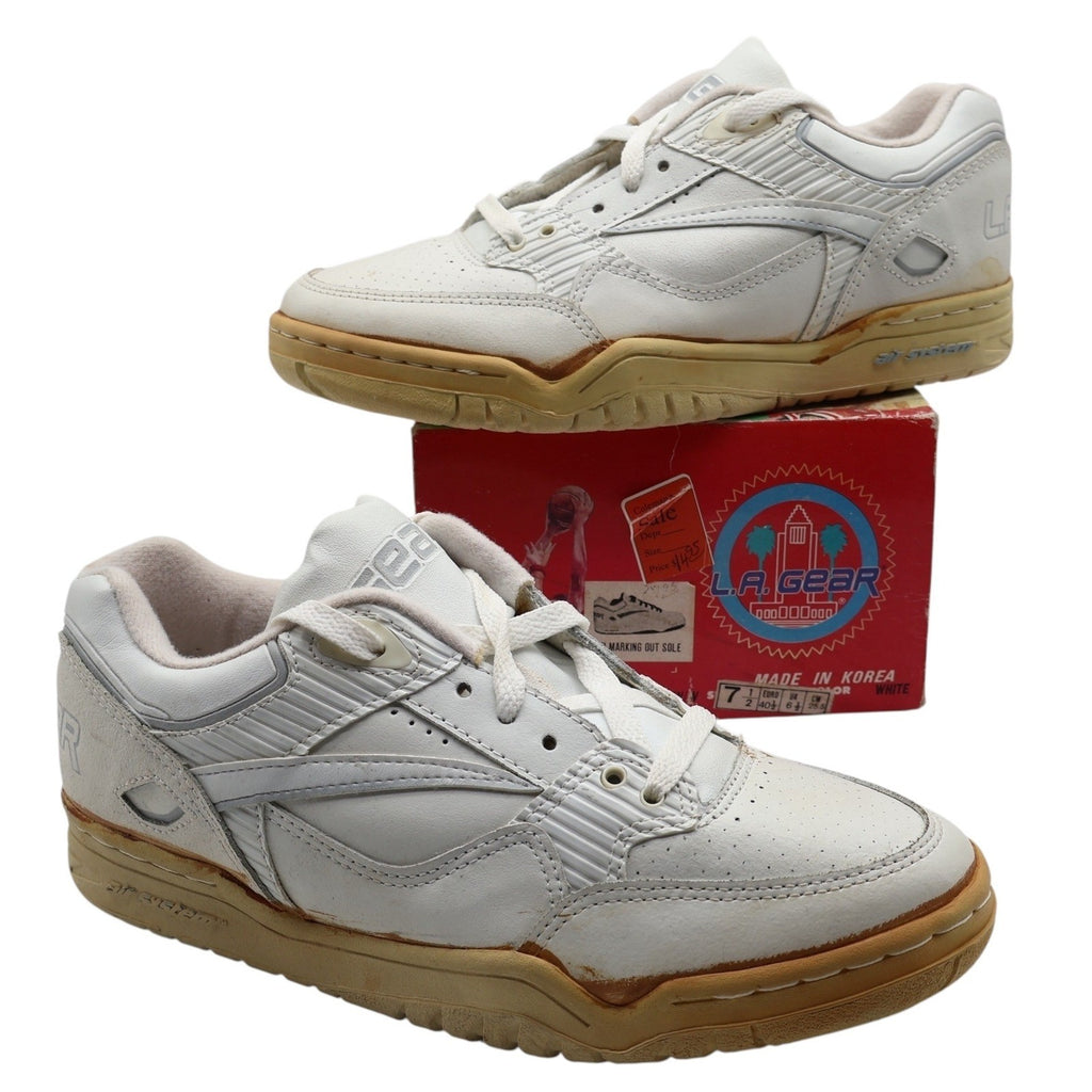 LA Gear Womens Vintage 1990s White Leather Basketball Sneakers Size 7.5